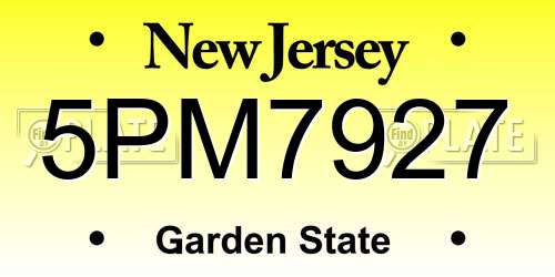 5PM7927 New Jersey License Plate