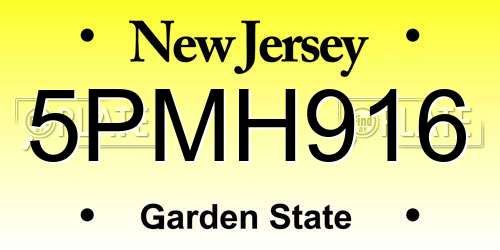5PMH916 New Jersey License Plate