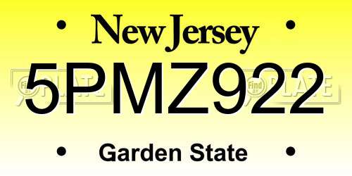 5PMZ922 New Jersey License Plate