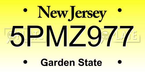 5PMZ977 New Jersey License Plate