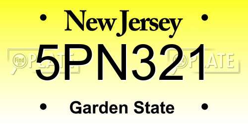 5PN321 New Jersey License Plate