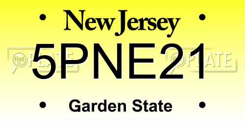 5PNE21 New Jersey License Plate