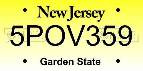 5POV359 New Jersey License Plate