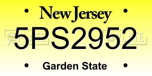 5PS2952 New Jersey License Plate
