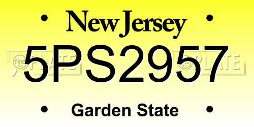 5PS2957 New Jersey License Plate
