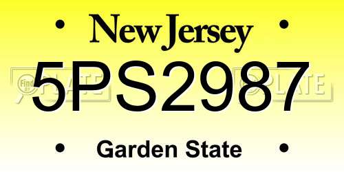 5PS2987 New Jersey License Plate