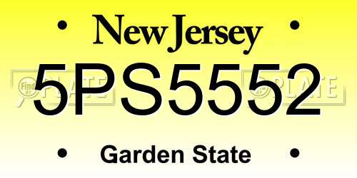 5PS5552 New Jersey License Plate
