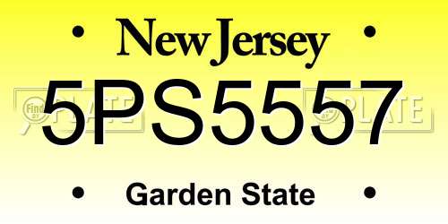 5PS5557 New Jersey License Plate
