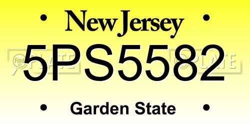 5PS5582 New Jersey License Plate