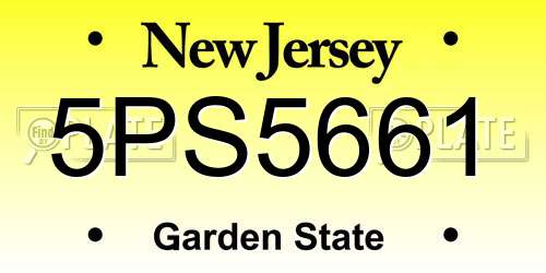 5PS5661 New Jersey License Plate