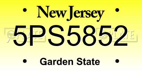 5PS5852 New Jersey License Plate