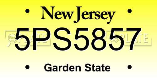5PS5857 New Jersey License Plate