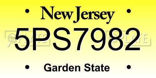 5PS7982 New Jersey License Plate