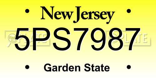5PS7987 New Jersey License Plate