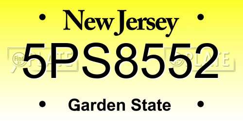 5PS8552 New Jersey License Plate