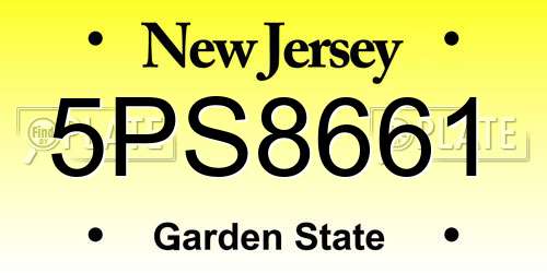 5PS8661 New Jersey License Plate
