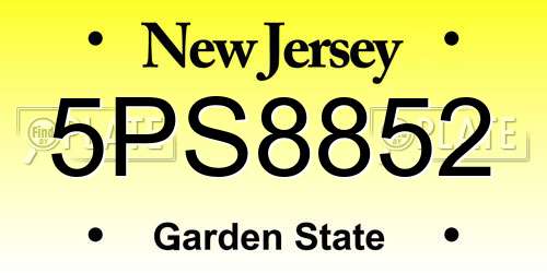 5PS8852 New Jersey License Plate