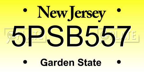 5PSB557 New Jersey License Plate