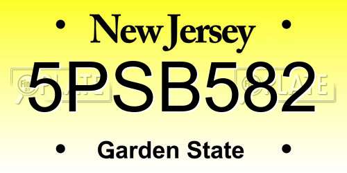 5PSB582 New Jersey License Plate