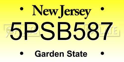5PSB587 New Jersey License Plate