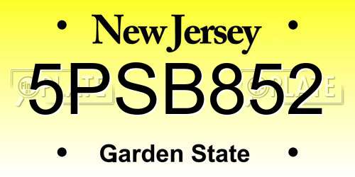 5PSB852 New Jersey License Plate