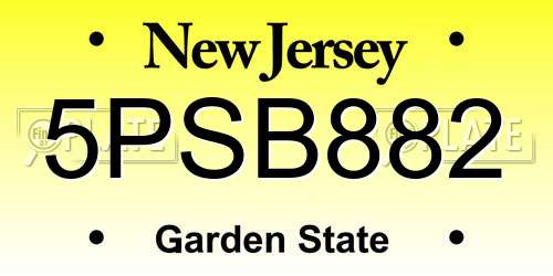 5PSB882 New Jersey License Plate