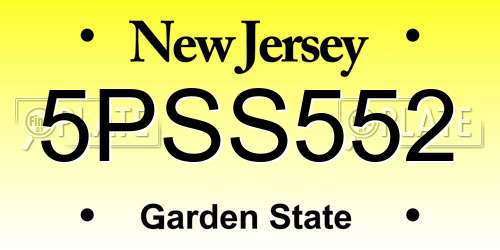 5PSS552 New Jersey License Plate