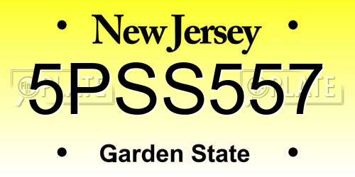 5PSS557 New Jersey License Plate
