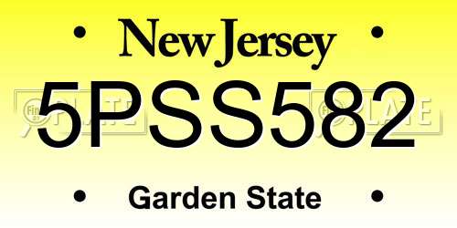 5PSS582 New Jersey License Plate
