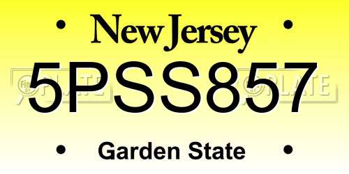 5PSS857 New Jersey License Plate