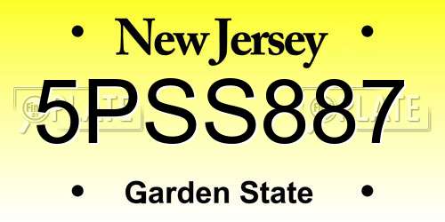 5PSS887 New Jersey License Plate