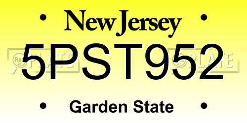 5PST952 New Jersey License Plate