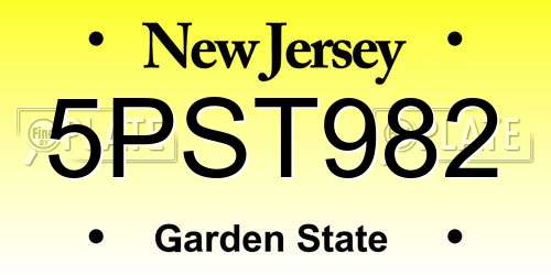 5PST982 New Jersey License Plate