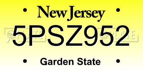 5PSZ952 New Jersey License Plate