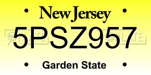 5PSZ957 New Jersey License Plate