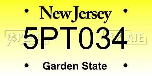 5PT034 New Jersey License Plate