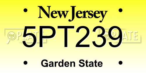 5PT239 New Jersey License Plate