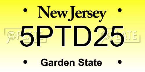 5PTD25 New Jersey License Plate