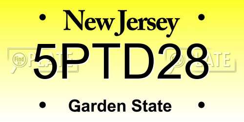 5PTD28 New Jersey License Plate