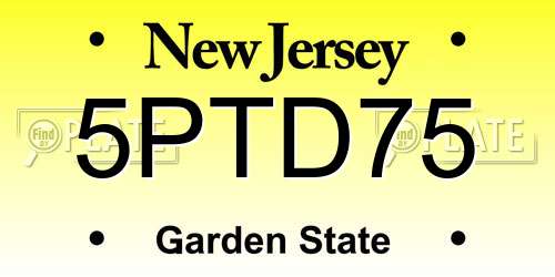 5PTD75 New Jersey License Plate