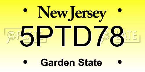 5PTD78 New Jersey License Plate