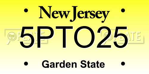 5PTO25 New Jersey License Plate