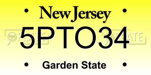 5PTO34 New Jersey License Plate