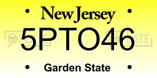 5PTO46 New Jersey License Plate