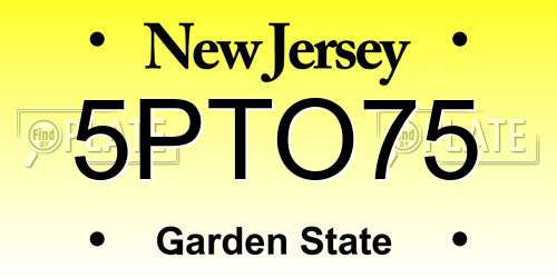 5PTO75 New Jersey License Plate