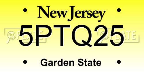 5PTQ25 New Jersey License Plate