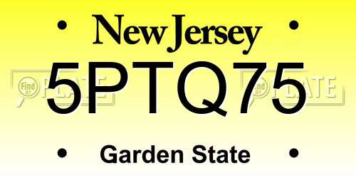 5PTQ75 New Jersey License Plate