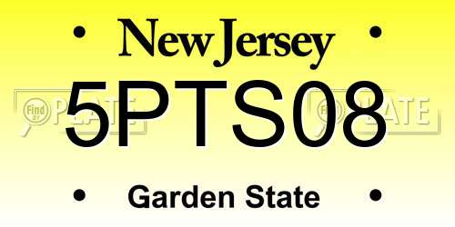 5PTS08 New Jersey License Plate