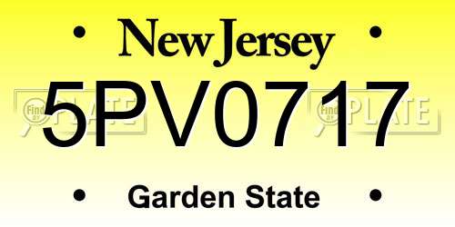 5PV0717 New Jersey License Plate