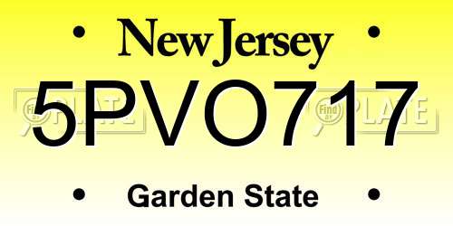 5PVO717 New Jersey License Plate